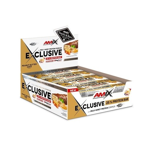 Amix Exclusive Protein Bar Box - 12x85g - Peanut-Butter-Cake - expirace 10/21