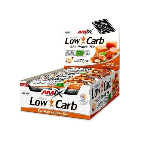 Amix Low-Carb 33% Protein Bar - 15x60g - Nougat-Caramel Praline