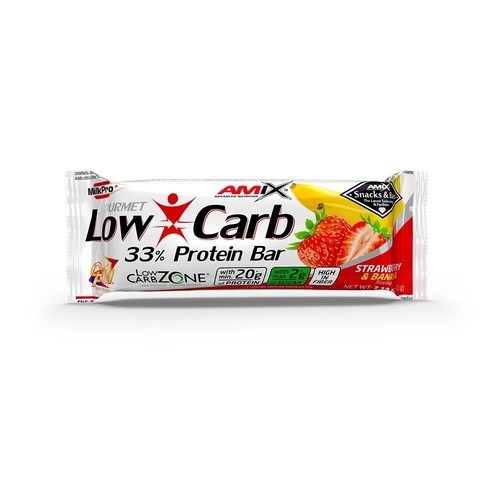 Amix Low-Carb 33% Protein Bar - 60g - Strawberry-Bannana