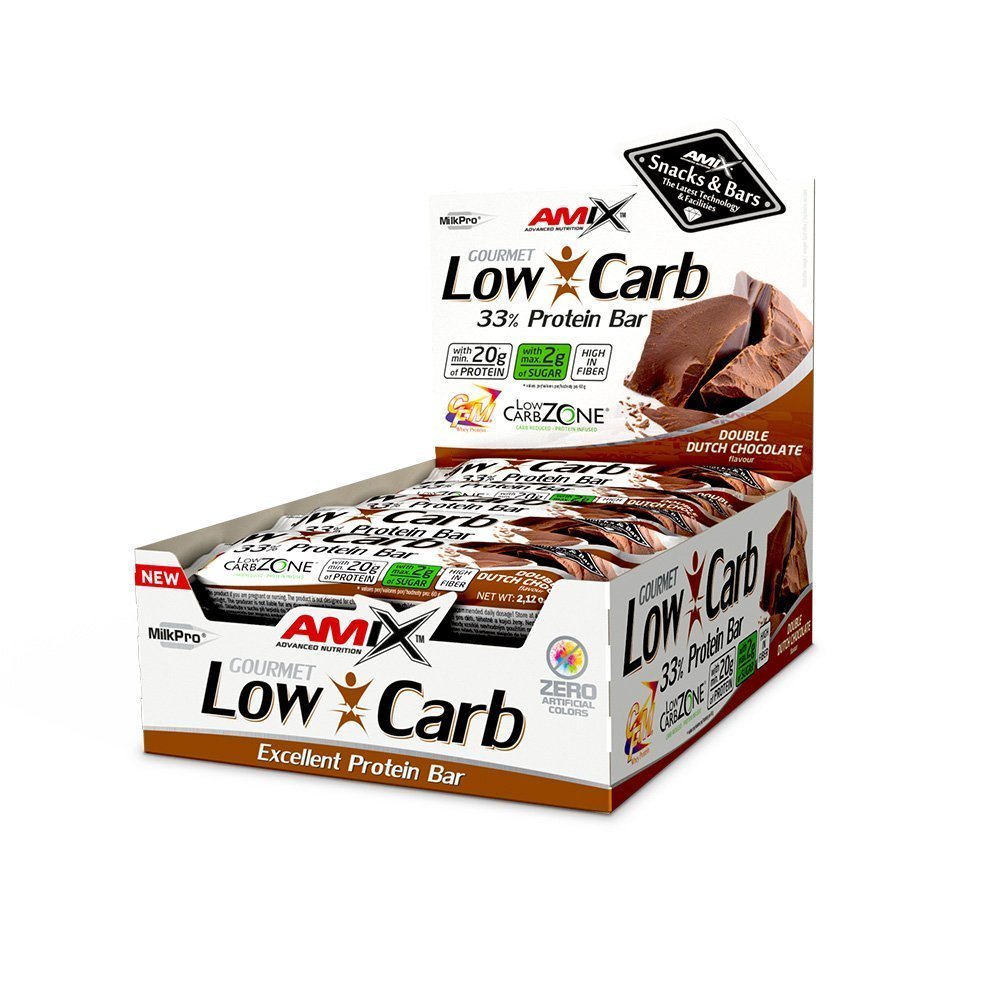 Amix Low-Carb 33% Protein Bar - 15x60g - Double Dutch Chocolate