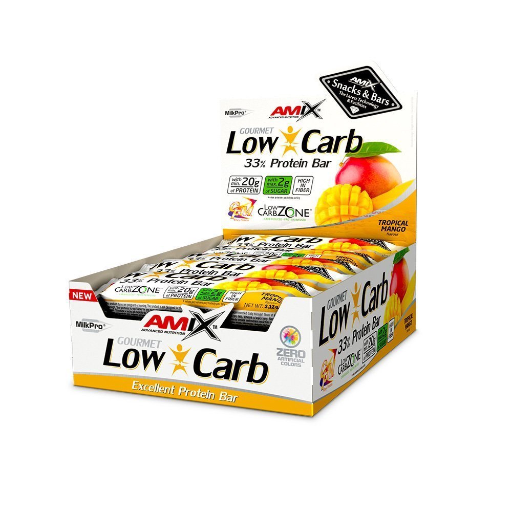 Amix Low-Carb 33% Protein Bar - 15x60g - Tropical Mango
