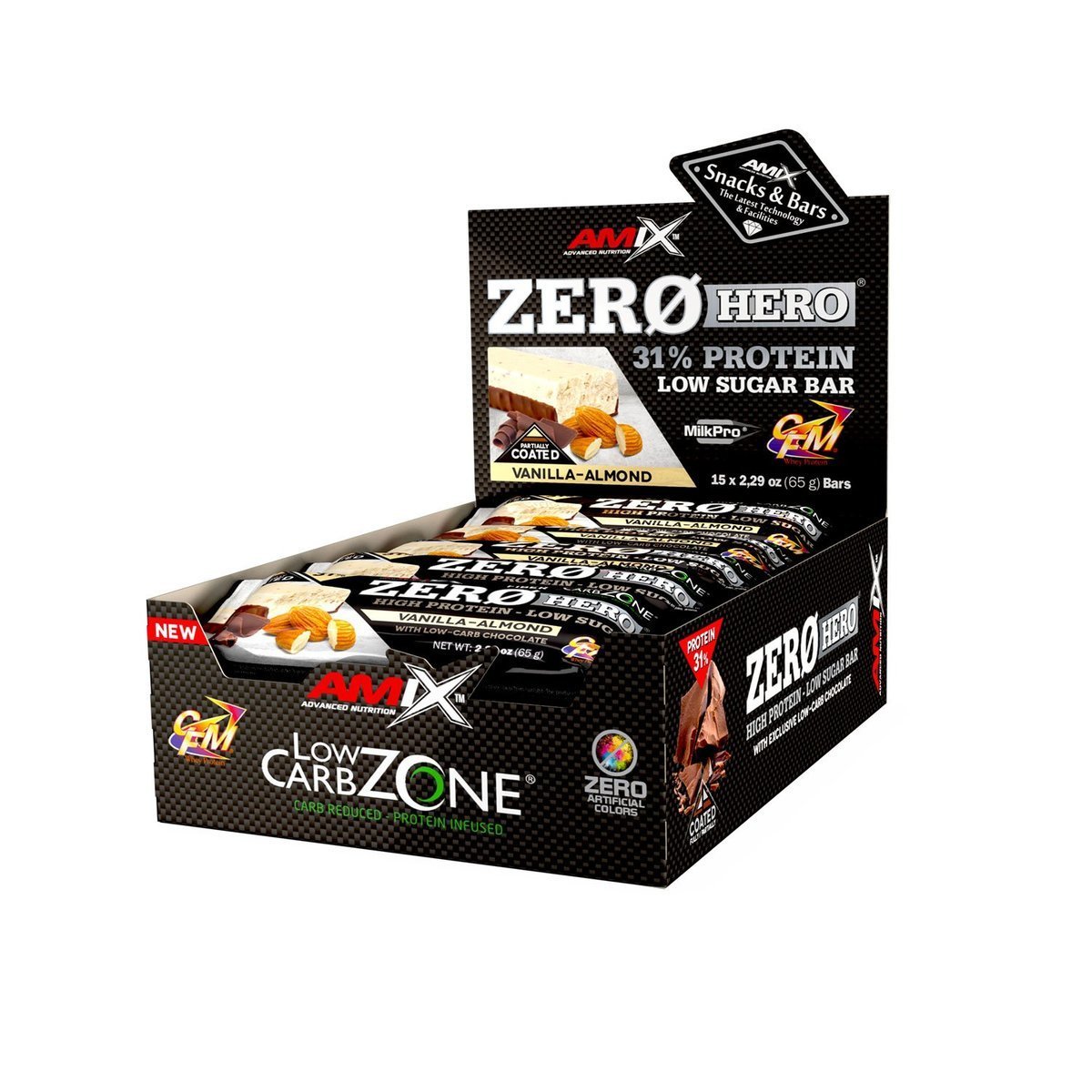 Amix Zero Hero 31% Protein Bar -15x65g - Vanilla Almond