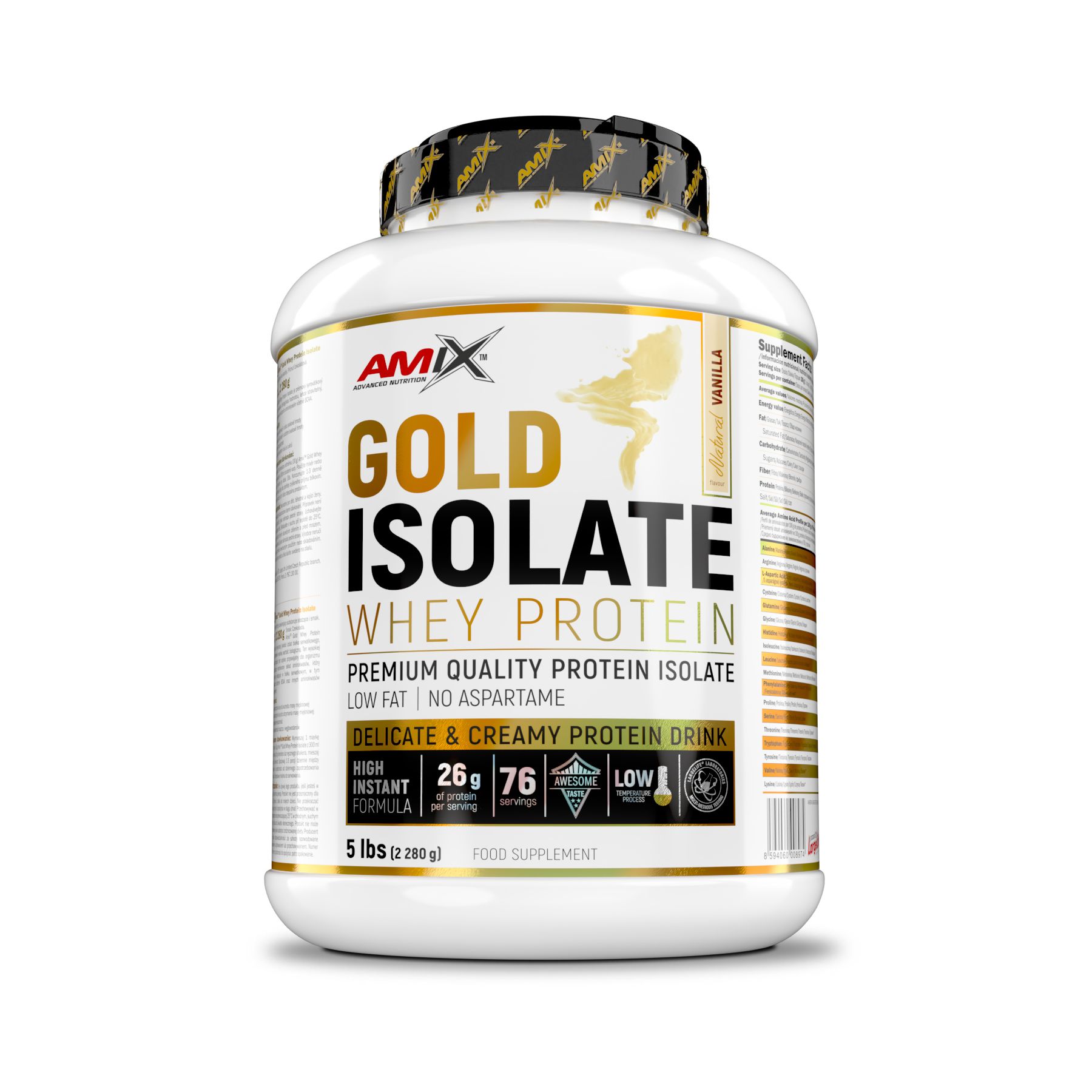 Amix Gold Whey Protein Isolate - 2280g - Natural Vanilla