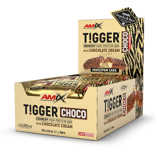 Amix TIGGER Zero Choco Protein Bar - 20x60g - Marzipan Cake