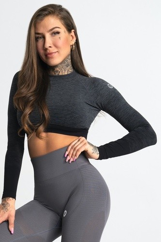 Gym Glamour Crop-Top bezešvý Grey Ombre