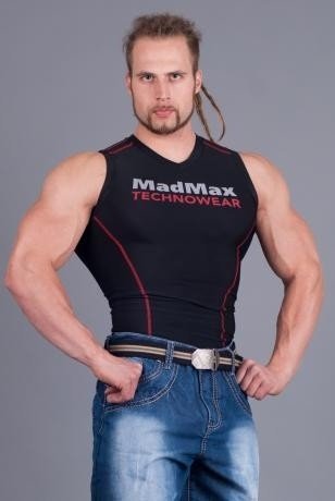 MADMAX Kompresní triko bez rukávů - Black-Red - M