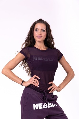 Nebbia Flash-Mesh tričko 665 - burgundy - S