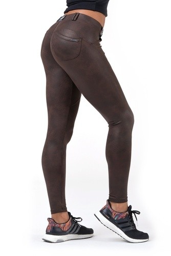 Nebbia Leather Look Bubble Butt nohavice 538 - brown - S