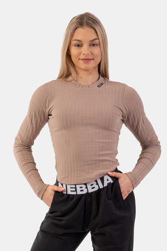 Nebbia Žebrované tričko s dlouhým rukávem z organické bavlny 415